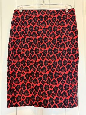 The Limited Red and Black Leopard Jacquard Pencil Skirt
